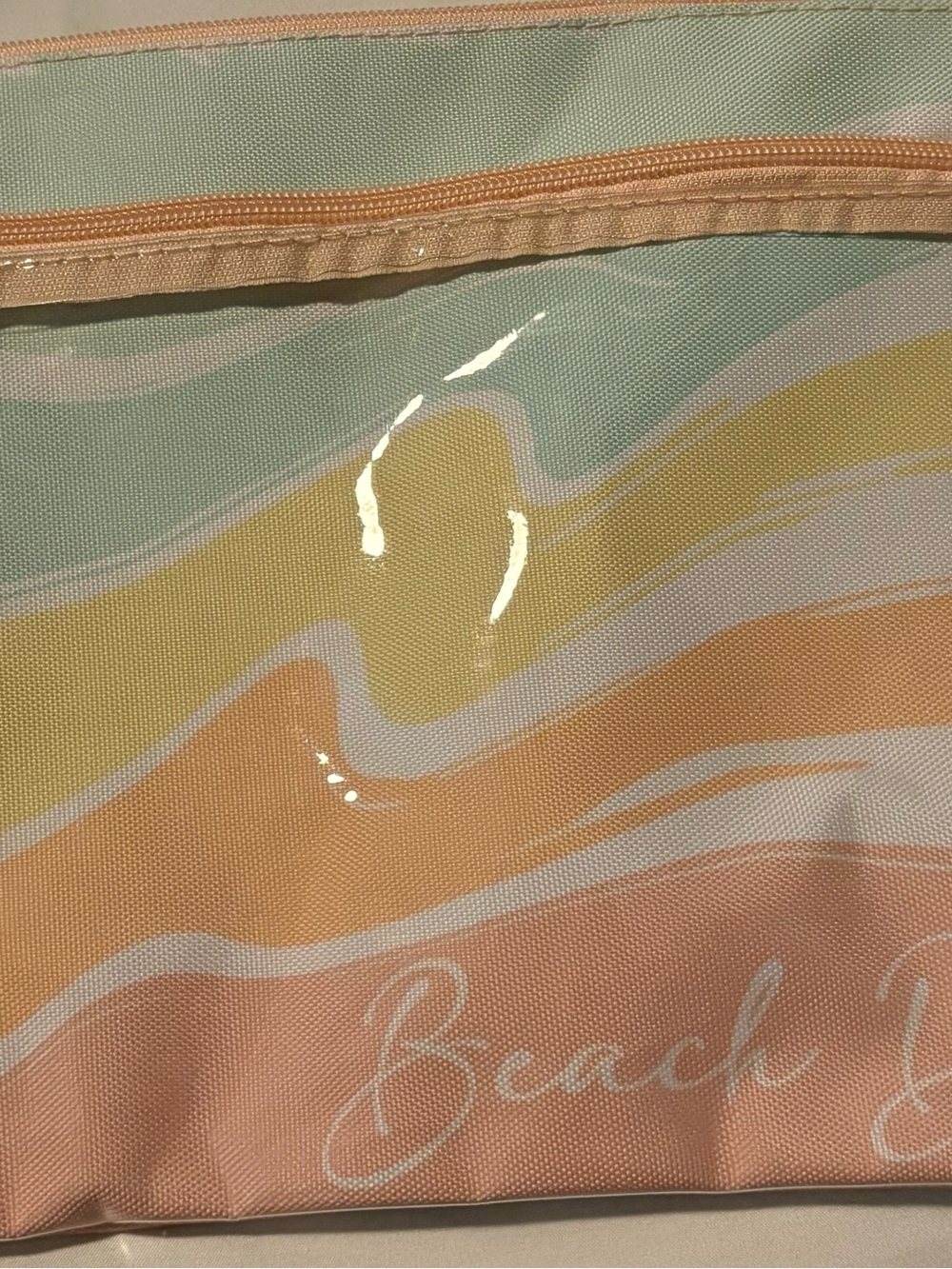 Pastel Wave Beach Tote Bag - Peach & Mint